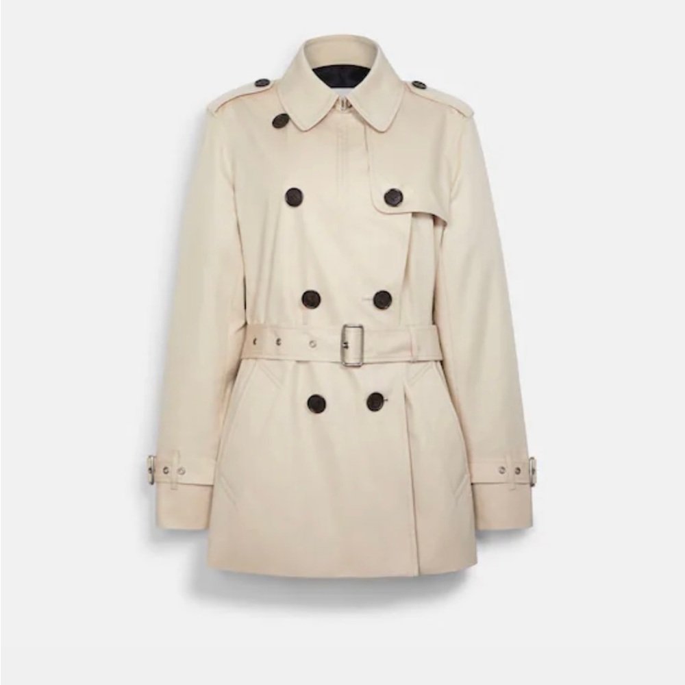 NWT COACH Short Trench Coat in Porcelain XL
